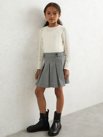 Houndstooth Check Pleated Skirt in Black/White | Reiss Children & Baby Popular