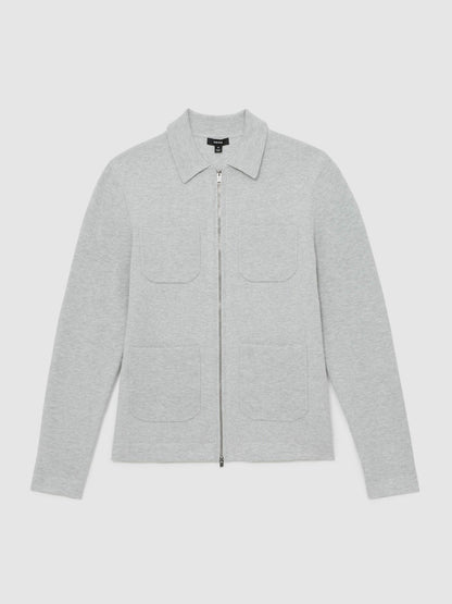 Four-Pocket Zip-Through Cardigan in Soft Grey | Reiss Men Recommended