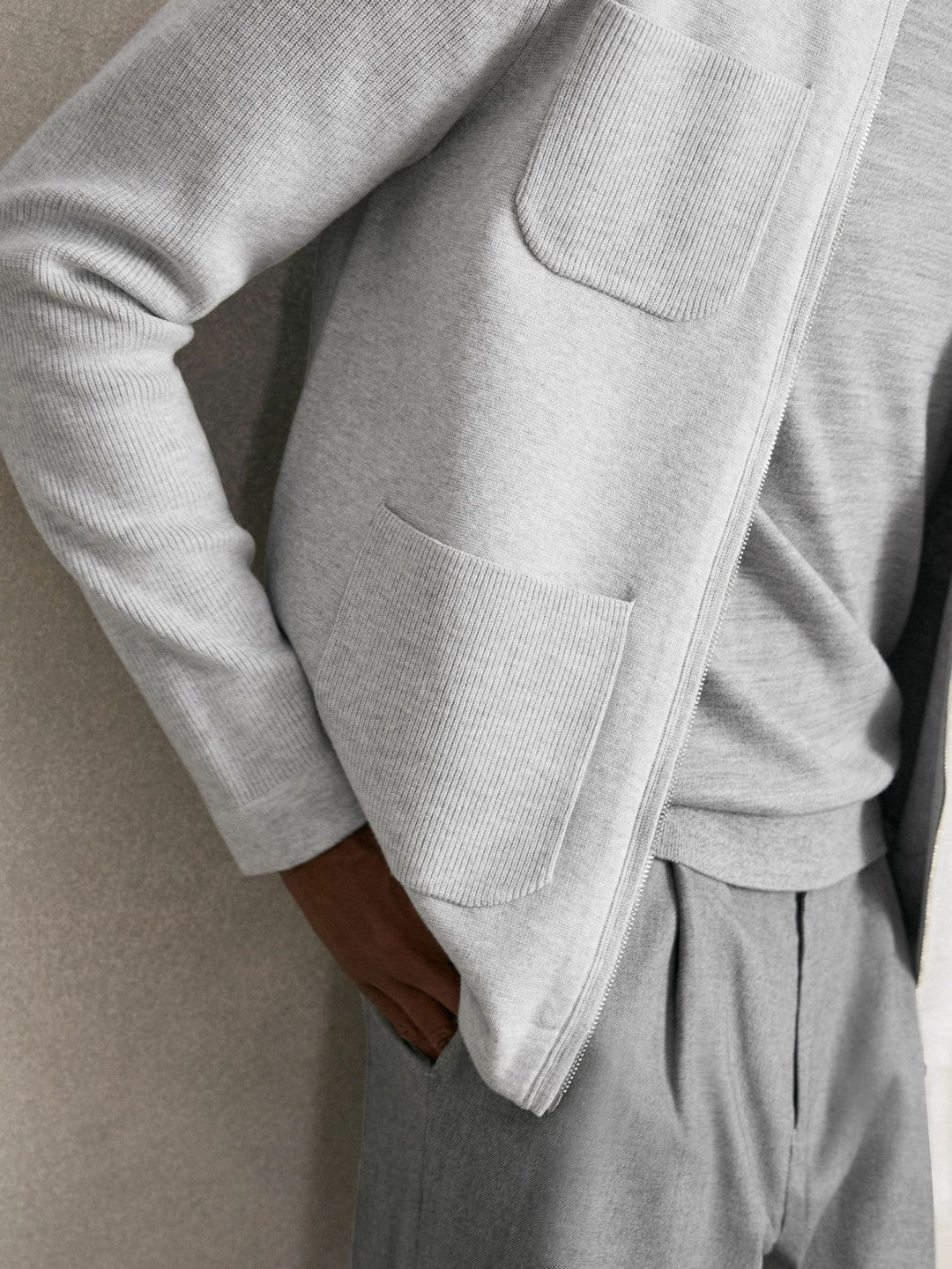 Four-Pocket Zip-Through Cardigan in Soft Grey | Reiss Men Recommended