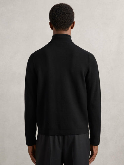 Four-Pocket Zip-Through Cardigan in Black | Reiss Men Premium