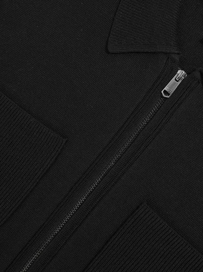 Four-Pocket Zip-Through Cardigan in Black | Reiss Men Premium