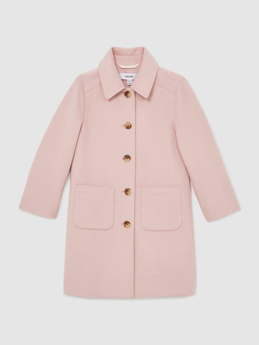 9-13 yrs Wool-Blend Single-Breasted Coat in Pink | Reiss Children & Baby New
