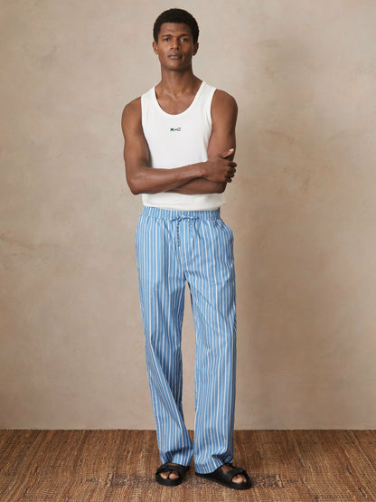 | Ché Poplin Stripe Trousers in Bright Blue/White | Reiss Men Featured