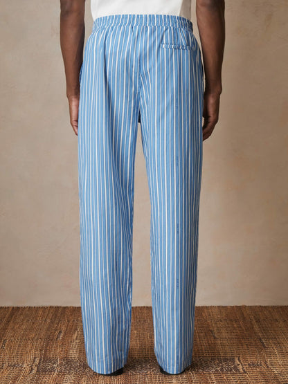 | Ché Poplin Stripe Trousers in Bright Blue/White | Reiss Men Featured