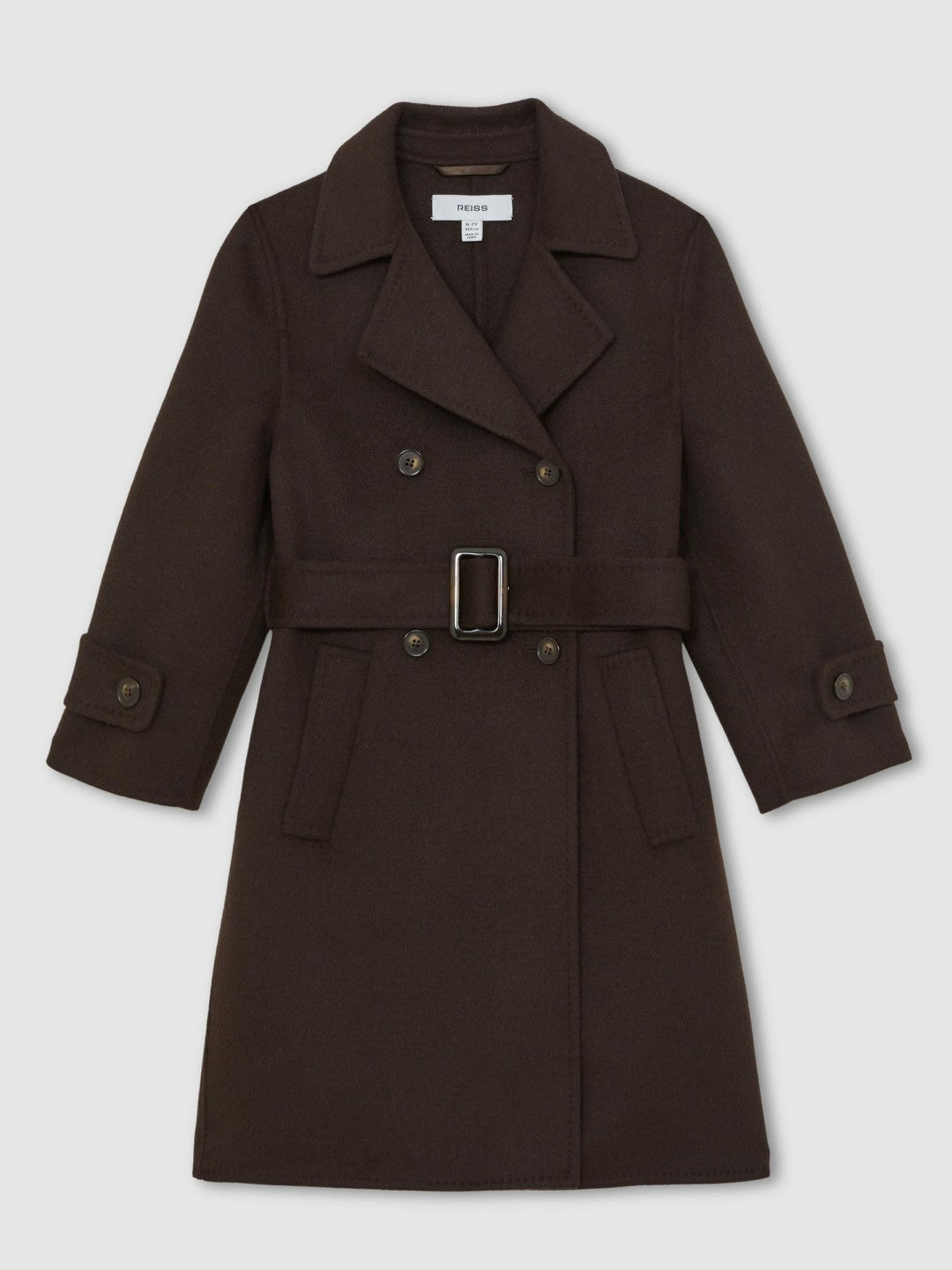 13-14 yrs Double-Breasted Blindseam Wool-Blend Coat in Chocolate Brown | Reiss Children & Baby Recommended