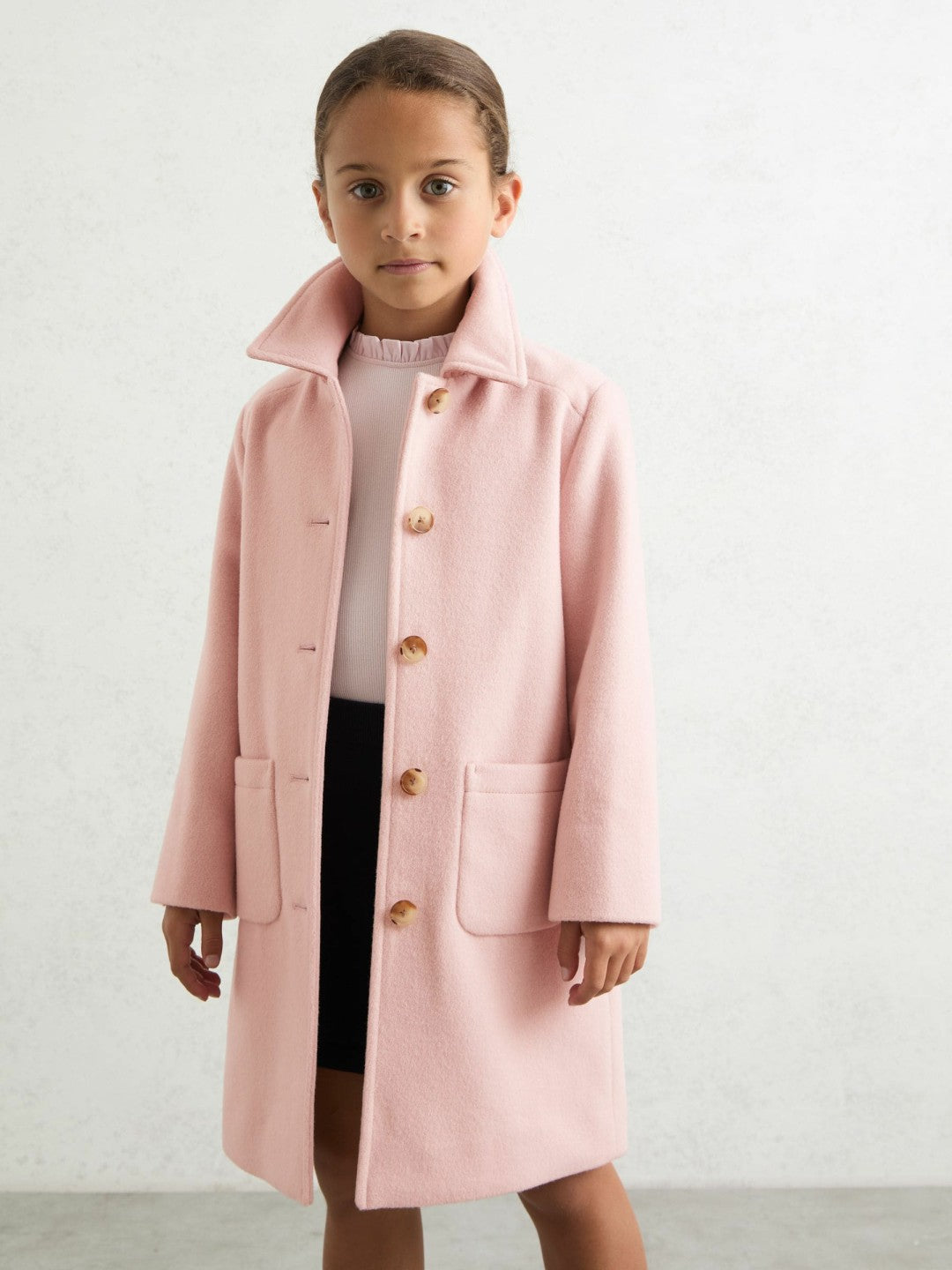 3-9 yrs Wool-Blend Single-Breasted Coat in Pink | Reiss Children & Baby Popular
