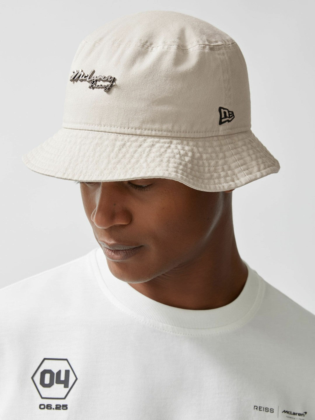 Unisex Fit McLaren Racing Cotton Bucket Hat in Stone | Reiss Men Recommended