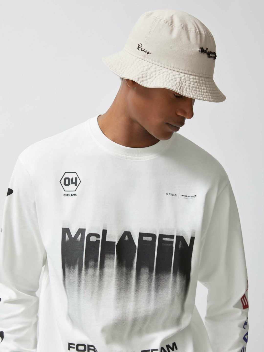 Unisex Fit McLaren Racing Cotton Bucket Hat in Stone | Reiss Men Recommended