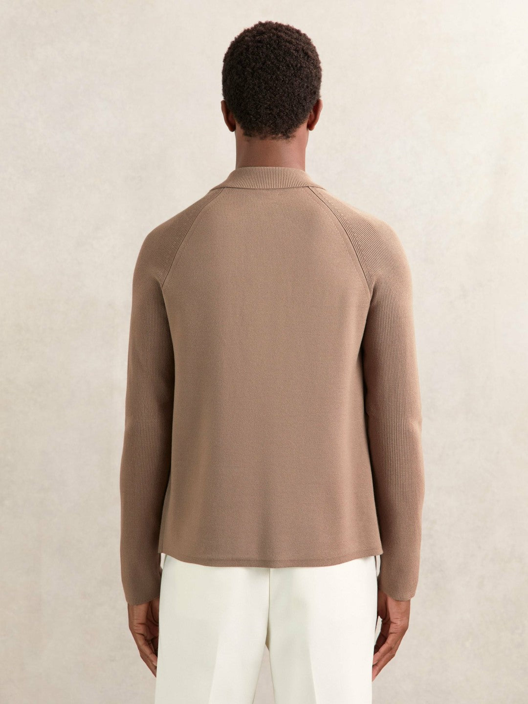 Button-Through Ribbed-Sleeve Shirt in Camel Brown | Reiss Men Trending