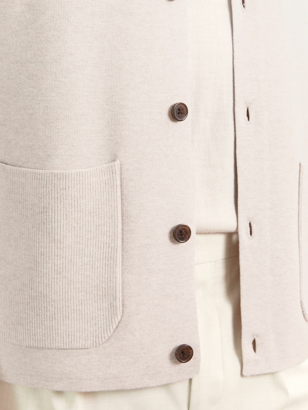 Button-Through Ribbed-Sleeve Shirt in Oatmeal Brown | Reiss Men Recommended