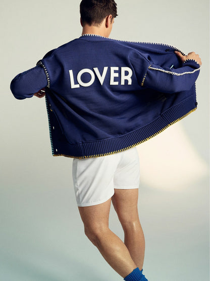 | Tom Daley Lover Knit Cardigan in Navy Blue | Reiss Men Featured
