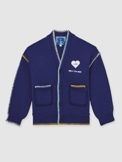 | Tom Daley Lover Knit Cardigan in Navy Blue | Reiss Men Featured