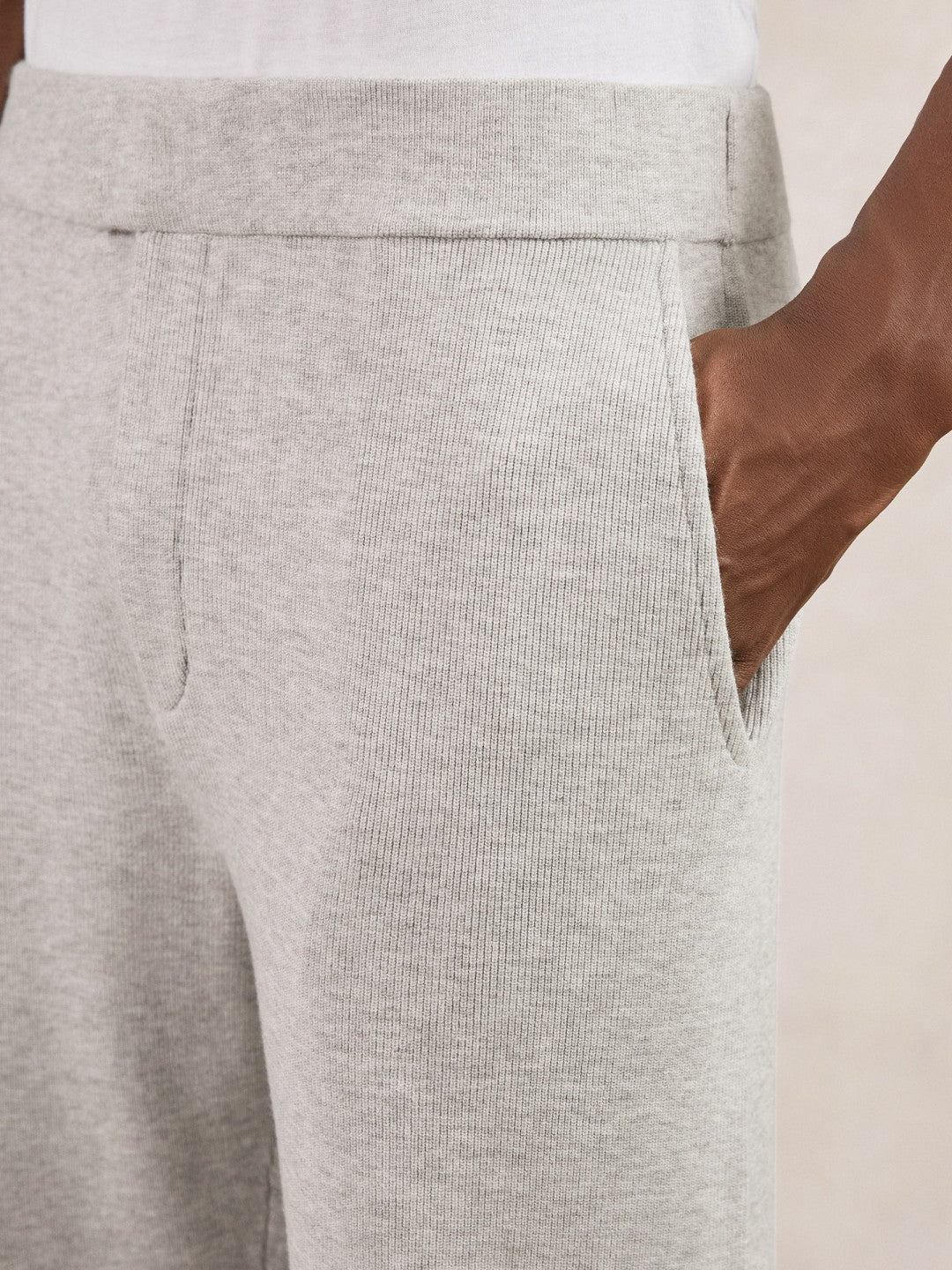 Tapered Knitted Trousers in Soft Grey | Reiss Men Trending