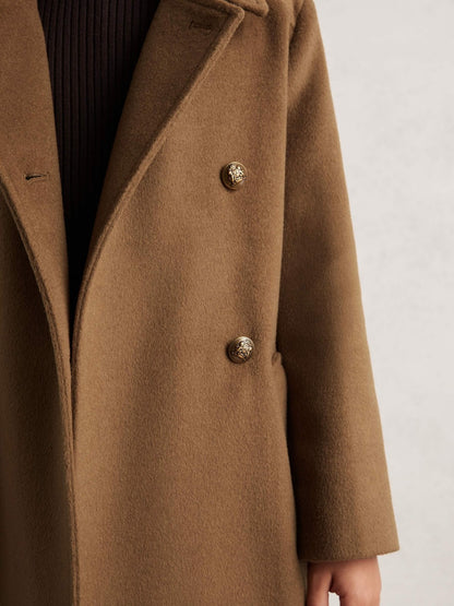 3-9 yrs Wool-Blend Double-Breasted Coat in Camel | Reiss Children & Baby Exclusive