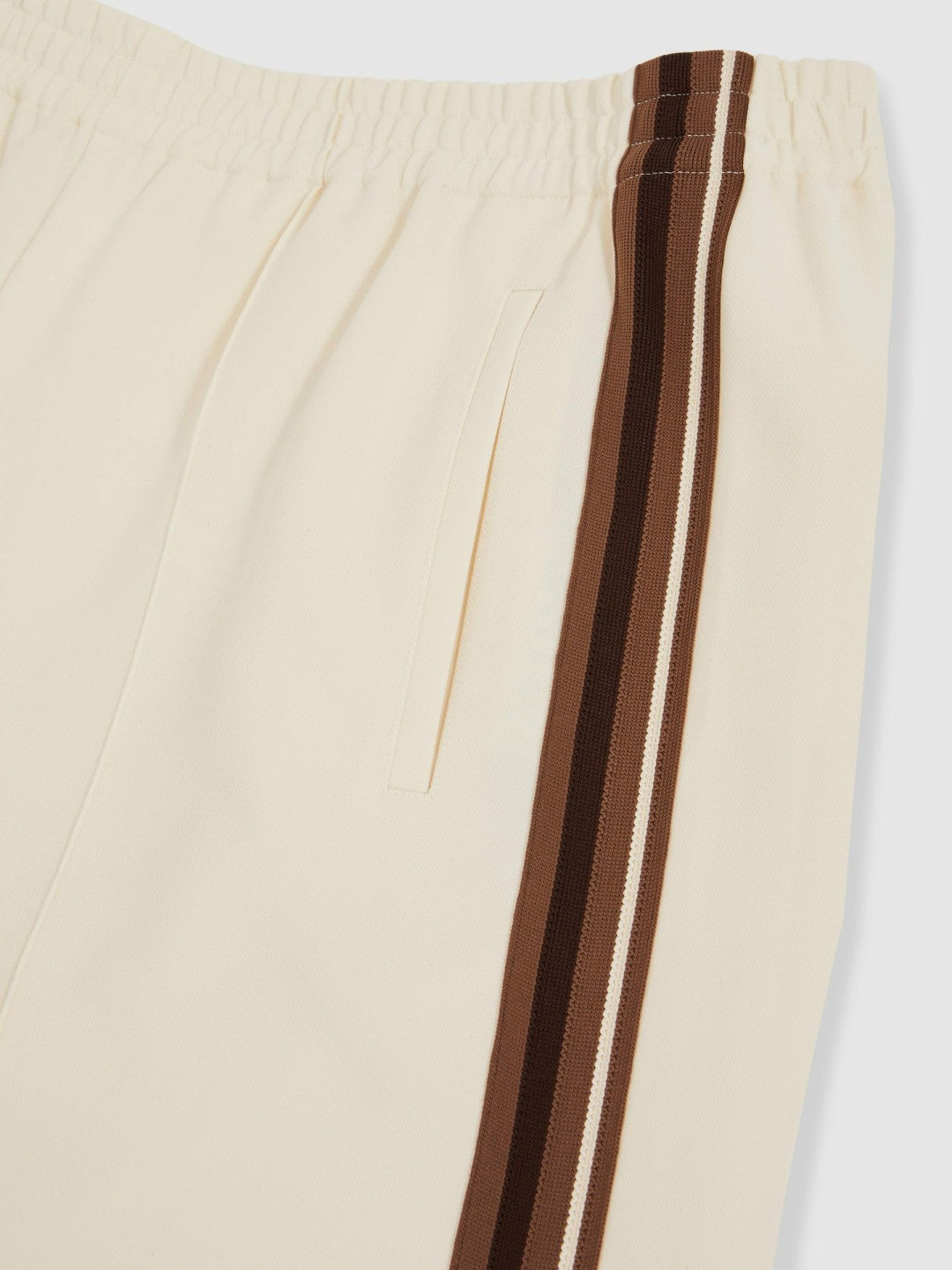 Petite Side-Stripe Wide-Leg Trousers in Cream | Reiss Women Premium