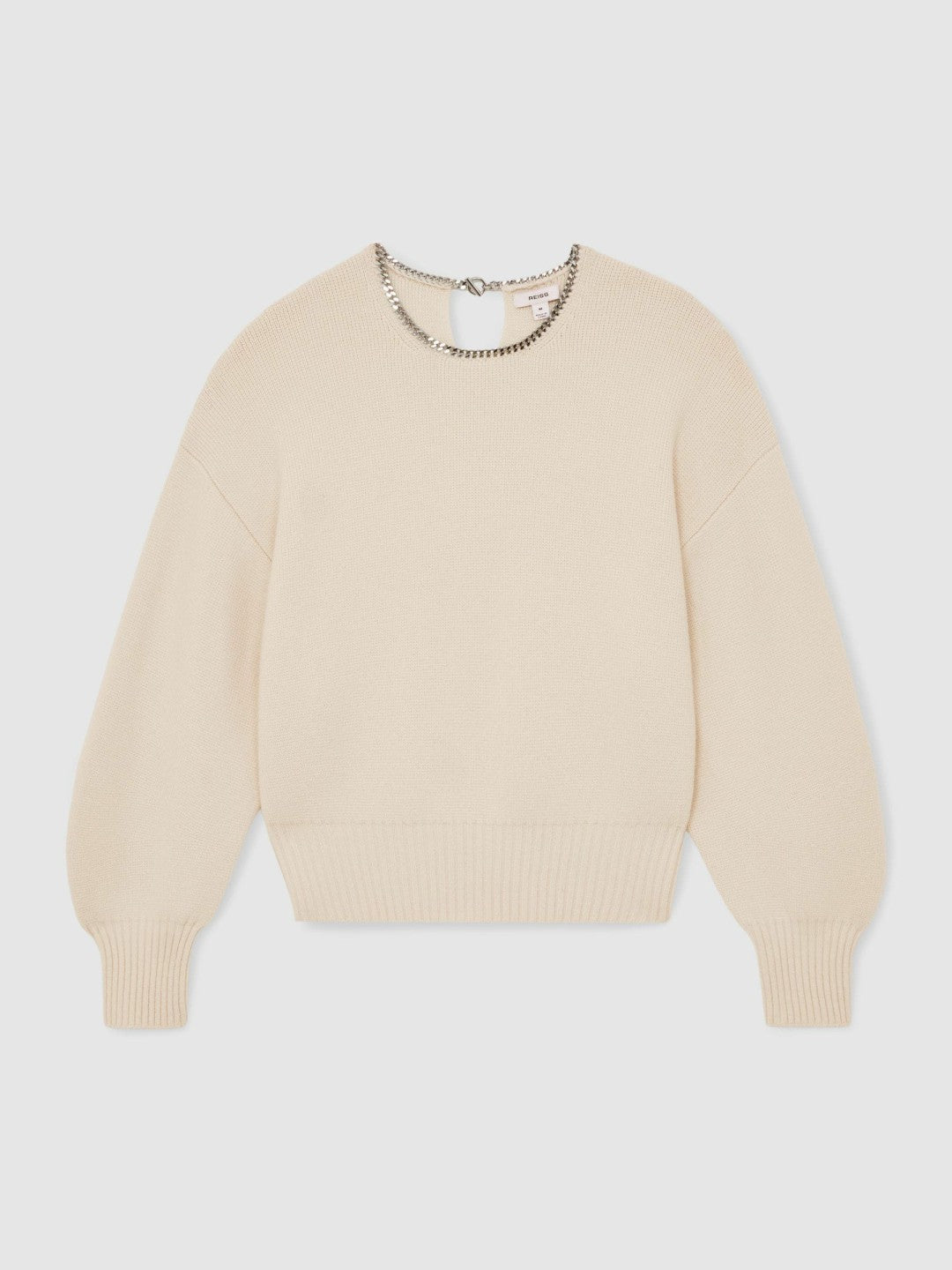Wool-Blend Necklace-Trim Jumper with Cashmere in Cream | Reiss Women Popular