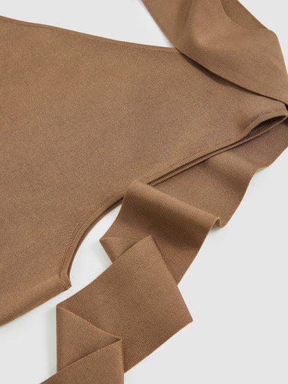One Shoulder Scarf Top in Taupe Neutral | Reiss Women New