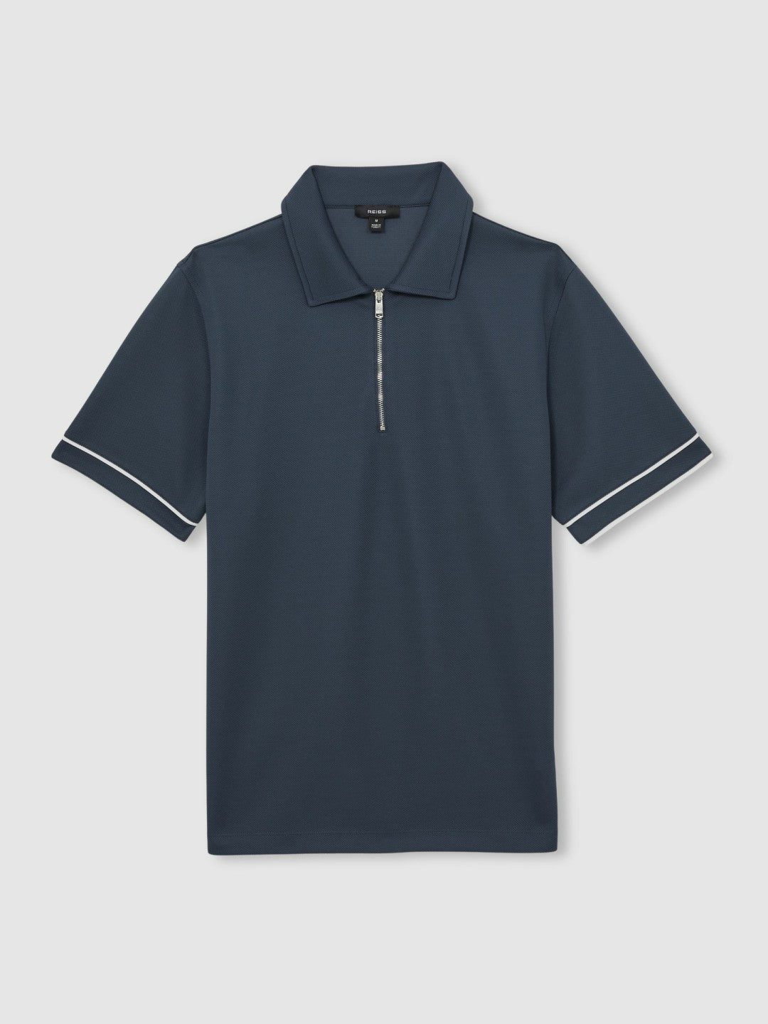 Textured Half-Zip Tipped Polo Shirt in Airforce Blue | Reiss Men New