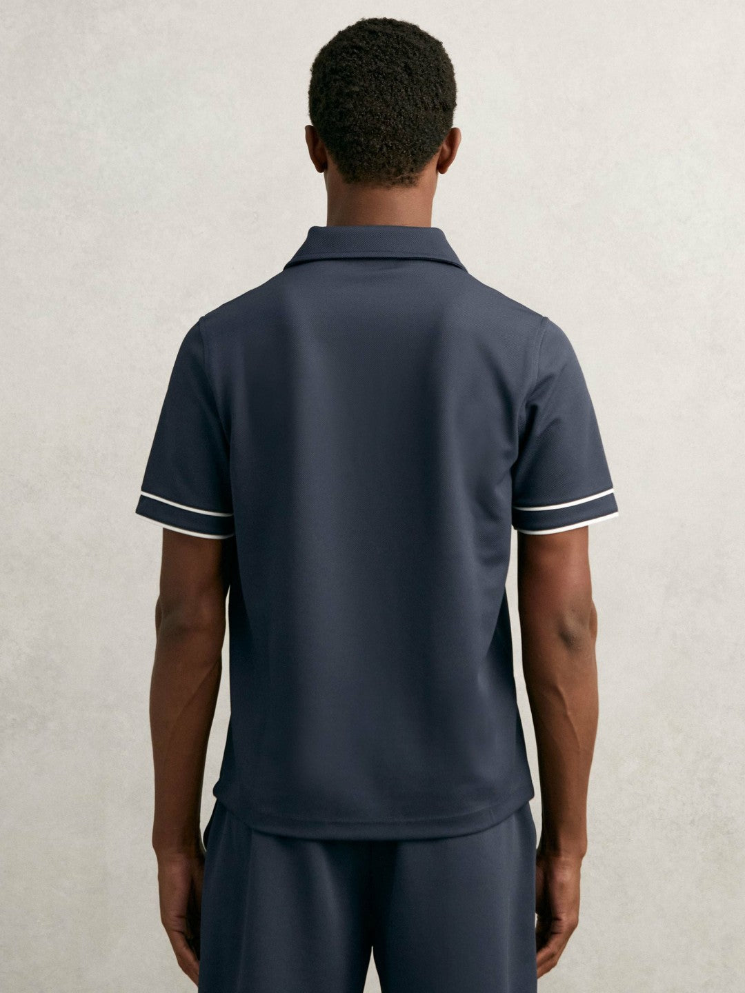 Textured Half-Zip Tipped Polo Shirt in Airforce Blue | Reiss Men New