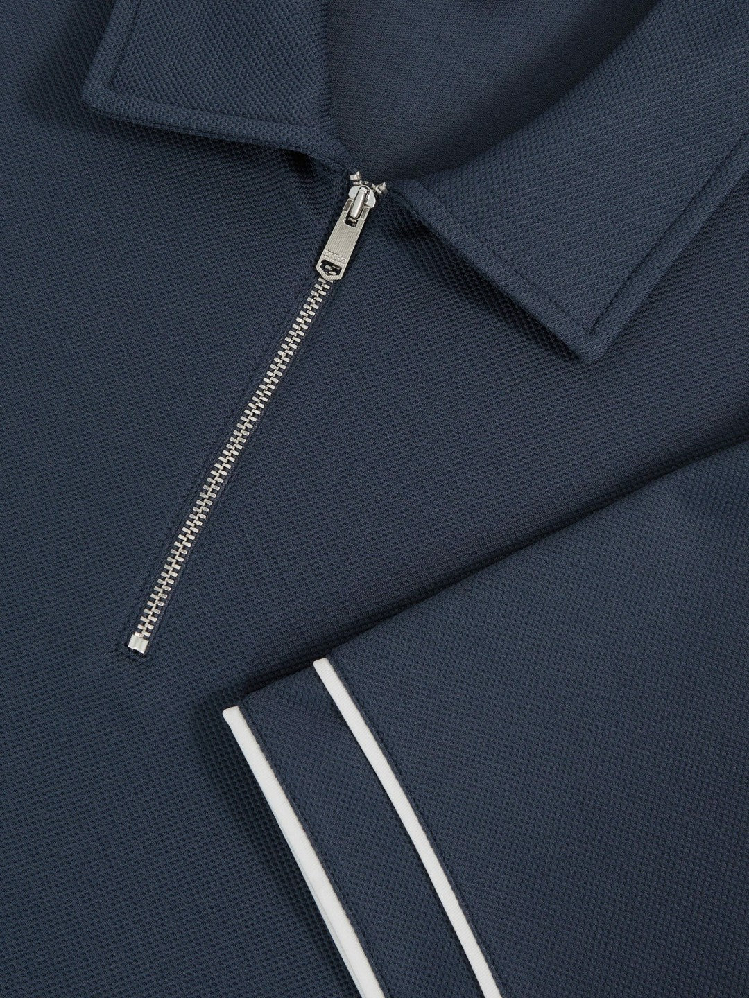 Textured Half-Zip Tipped Polo Shirt in Airforce Blue | Reiss Men New