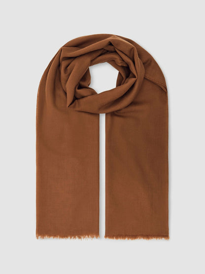Wool-Cashmere Lightweight Scarf in Camel | Reiss Women Featured