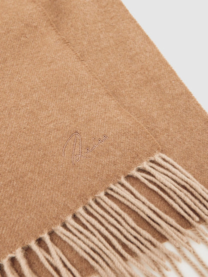 Wool-Cashmere Scarf in Taupe | Reiss Women Signature