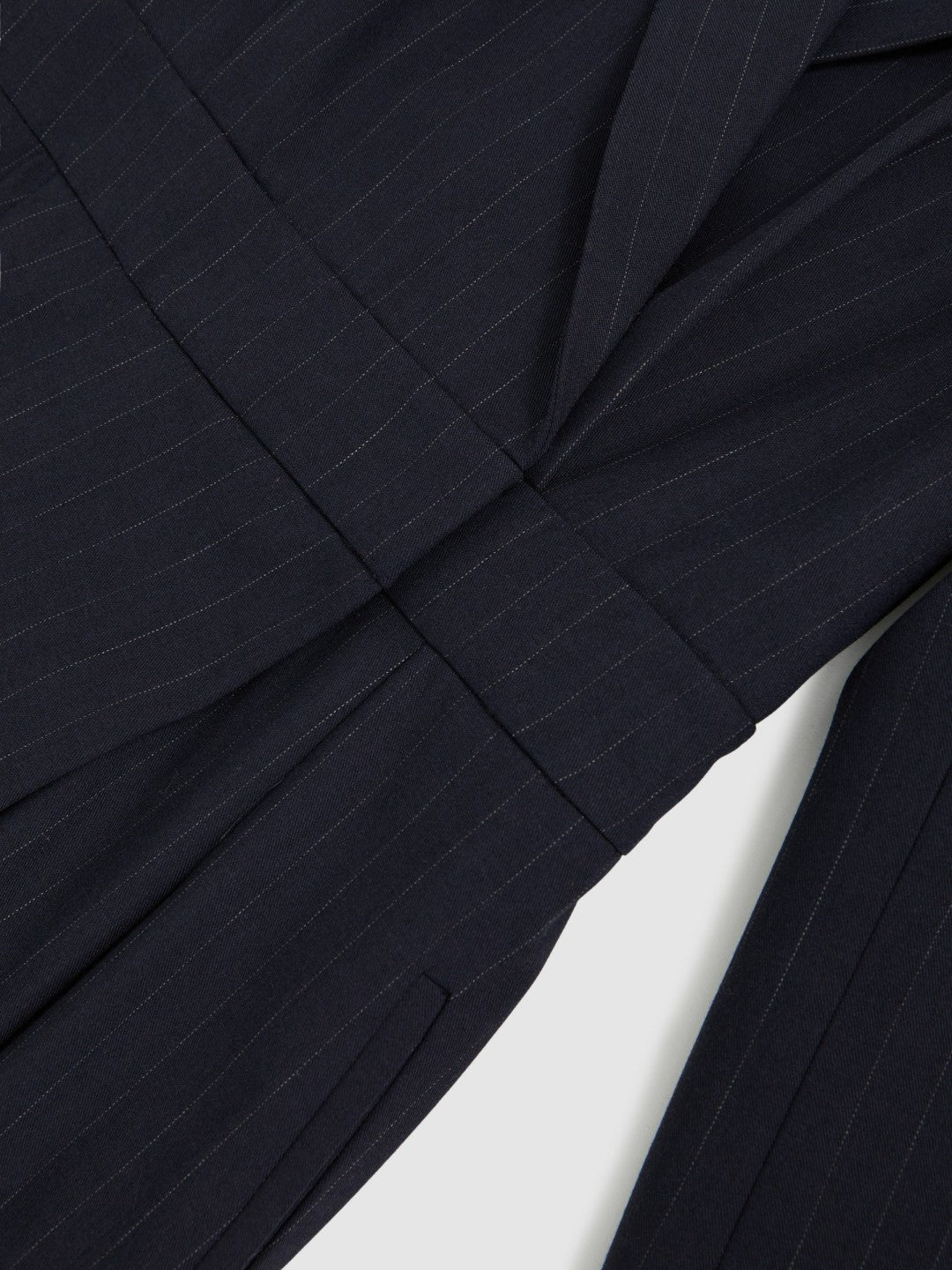Pinstripe Tailored Wide-Leg Jumpsuit with Wool in Navy | Reiss Women Signature