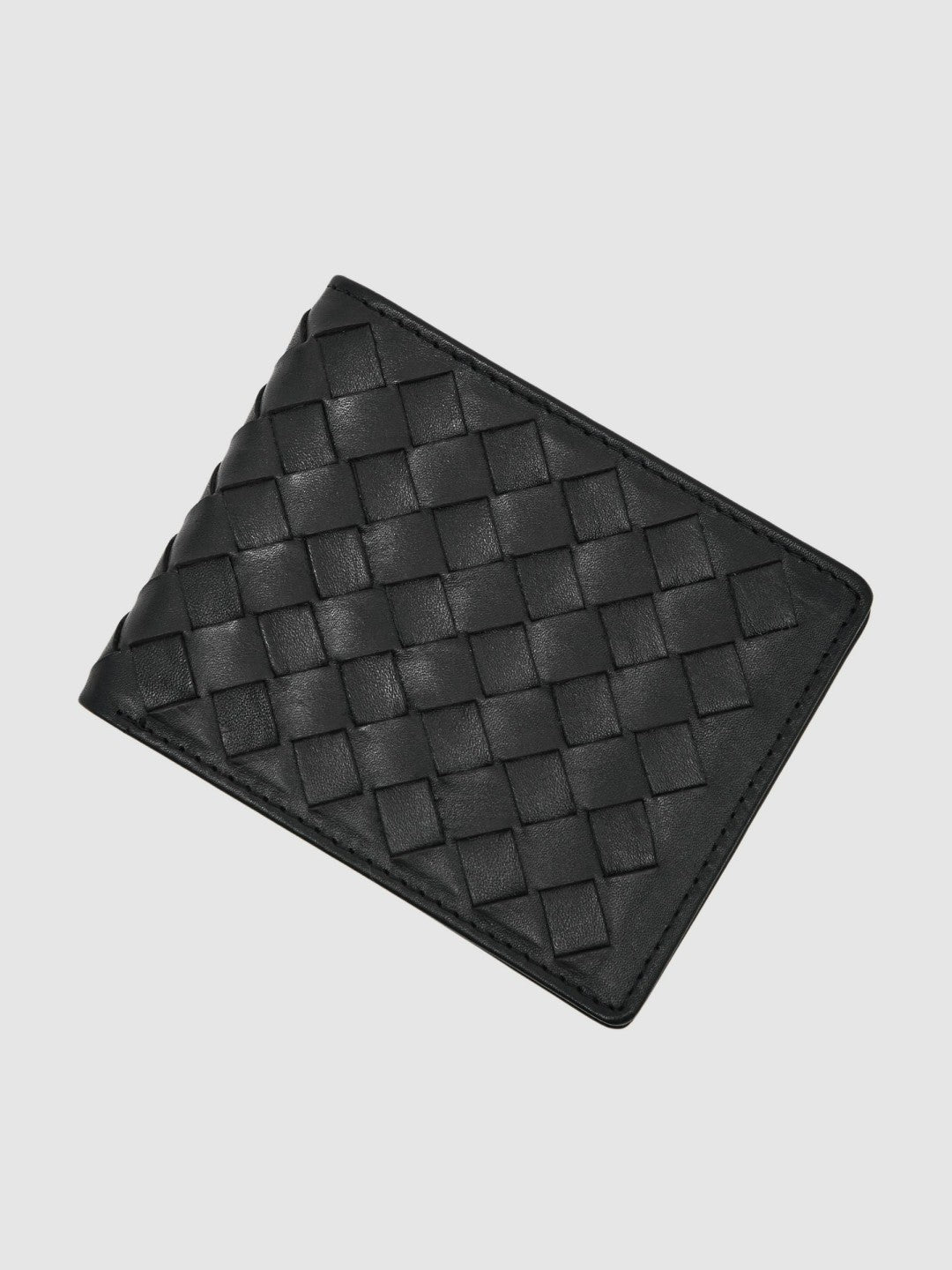 Leather Large Lattice-Effect Wallet in Black | Reiss Men Featured