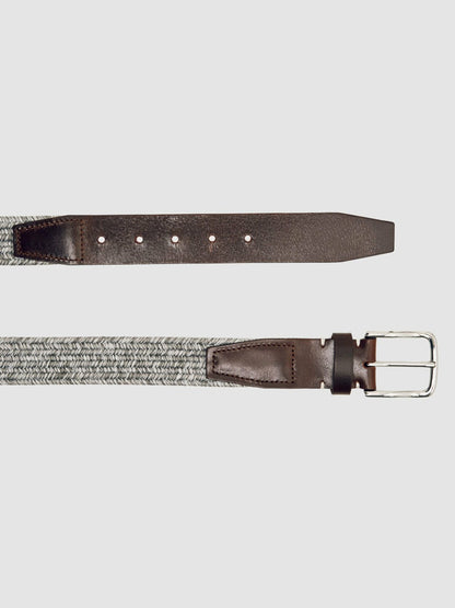 Webbing Belt With Leather Trim in Soft Grey | Reiss Men Recommended
