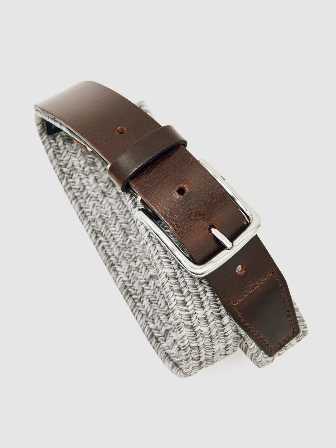 Webbing Belt With Leather Trim in Soft Grey | Reiss Men Recommended