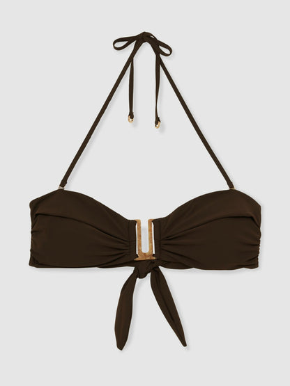 Removable Strap Bandeau Bikini Top in Chocolate | Reiss Women Best Seller