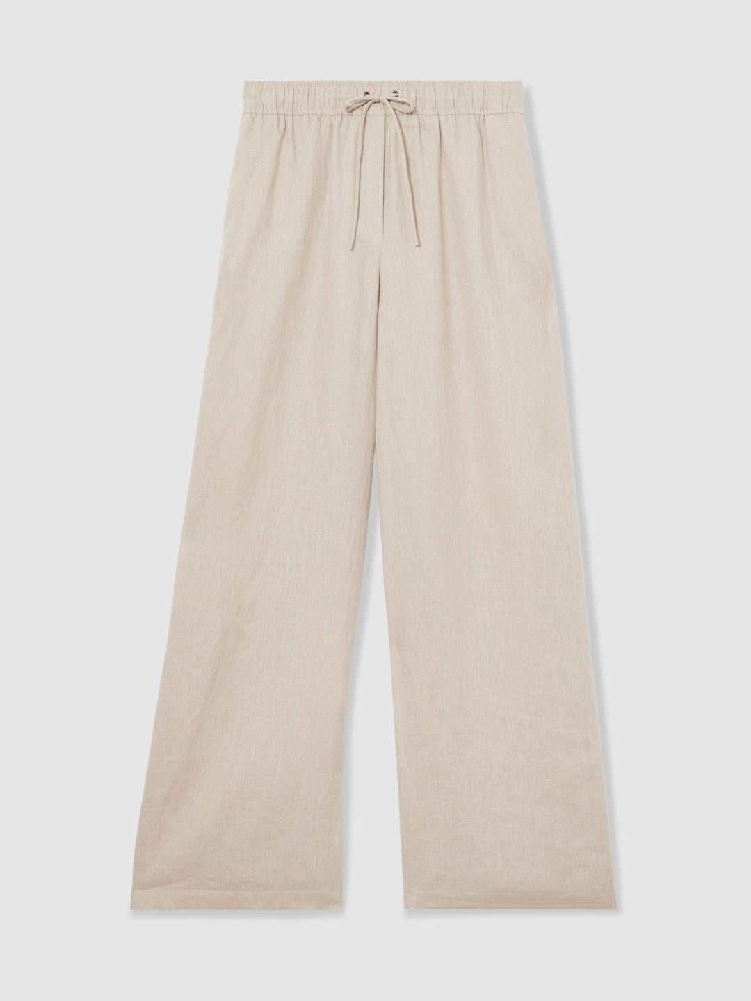 Linen-Blend Wide-Leg Trousers in Neutral | Reiss Women Popular