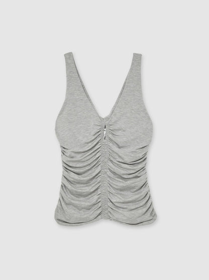 Stretch Lyocell Jersey Ruched Vest in Silver Grey | Reiss Women Exclusive
