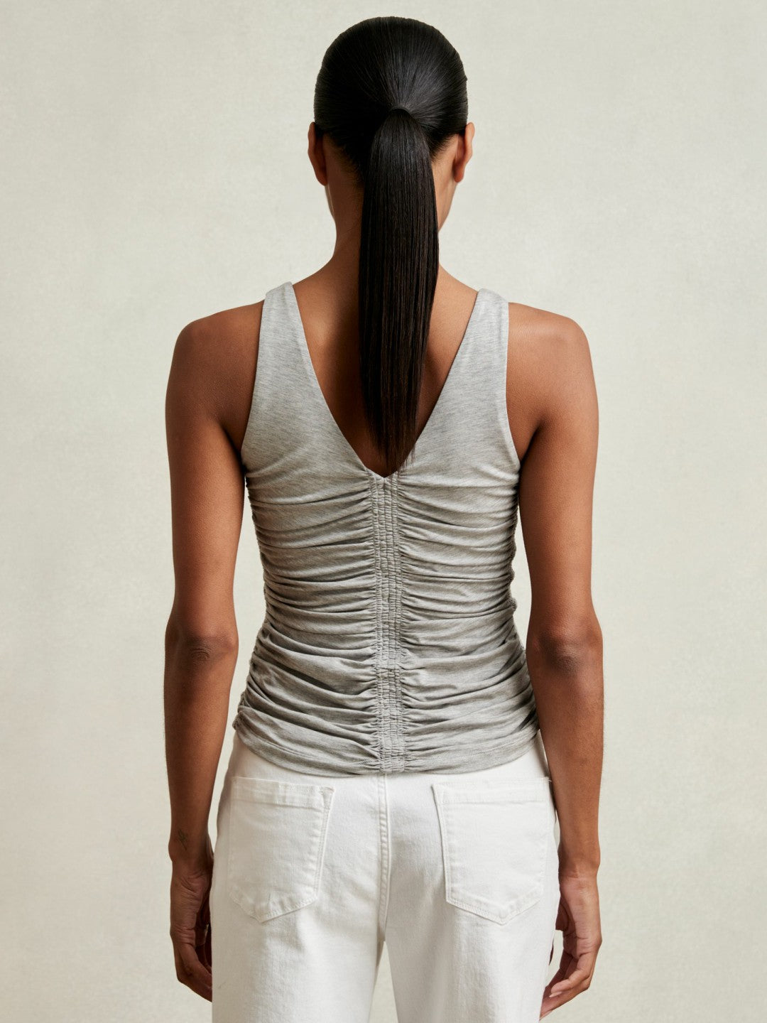 Stretch Lyocell Jersey Ruched Vest in Silver Grey | Reiss Women Exclusive