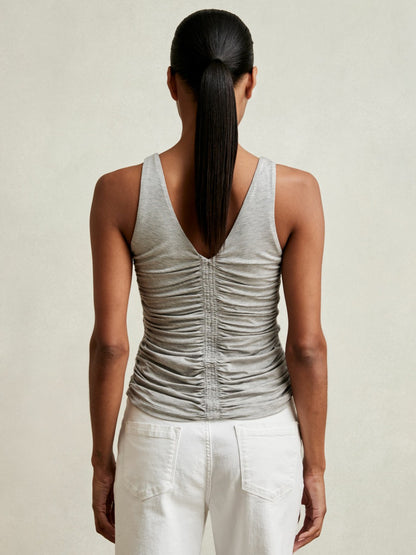 Stretch Lyocell Jersey Ruched Vest in Silver Grey | Reiss Women Exclusive