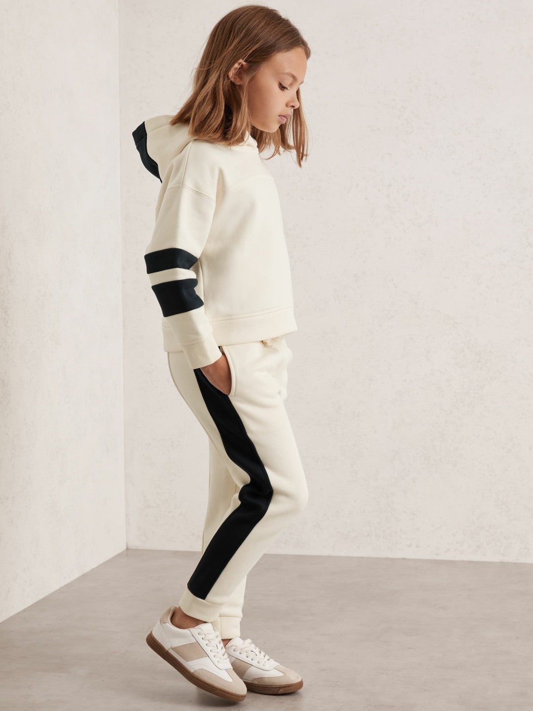 Cotton-Blend Joggers and Hoodie Set in Ecru | Reiss Children & Baby Recommended