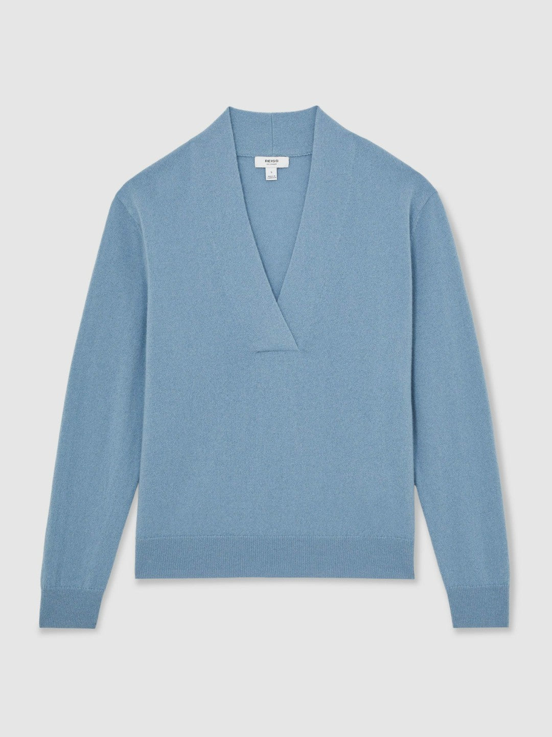 Cashmere V-Neck Jumper in Blue | Reiss Women Signature