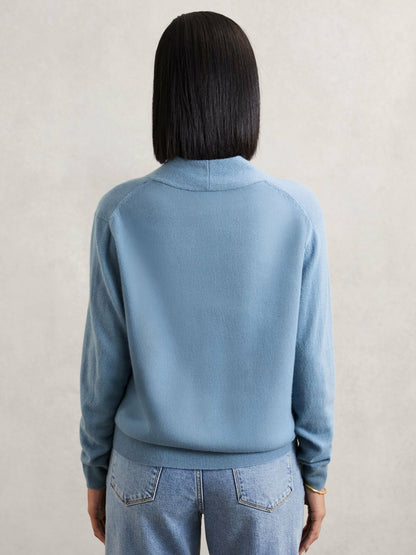 Cashmere V-Neck Jumper in Blue | Reiss Women Signature
