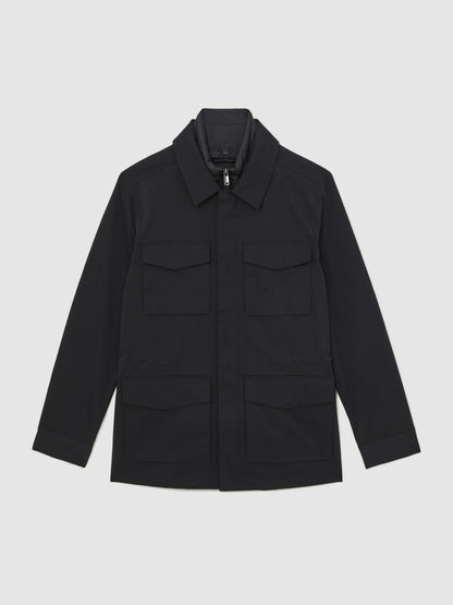 Removable-Gilet Safari Jacket in Navy | Reiss Men Recommended