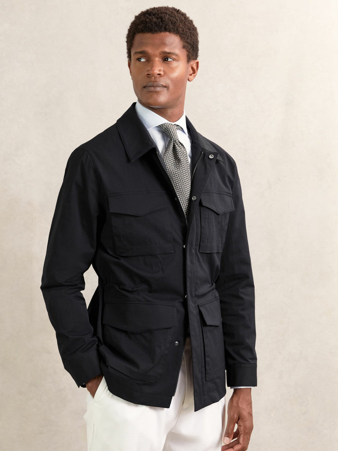 Removable-Gilet Safari Jacket in Navy | Reiss Men Recommended