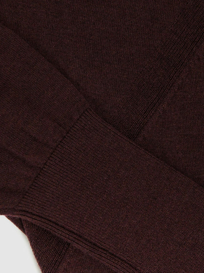 Wool Scarf-Tie Draped Jumper in Burgundy | Reiss Women Exclusive
