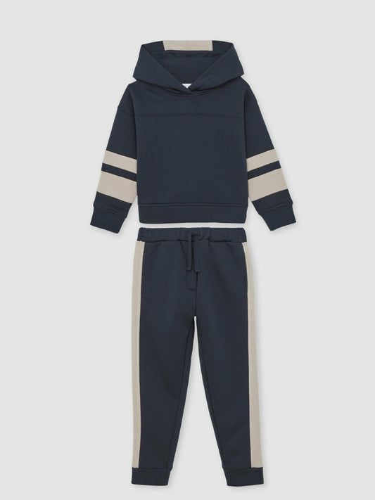 Cotton-Blend Joggers and Hoodie Set in Navy | Reiss Children & Baby Premium