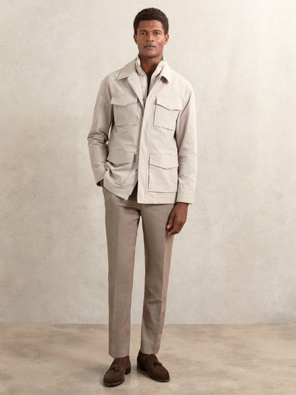 Removable-Gilet Safari Jacket in Stone | Reiss Men Best Seller