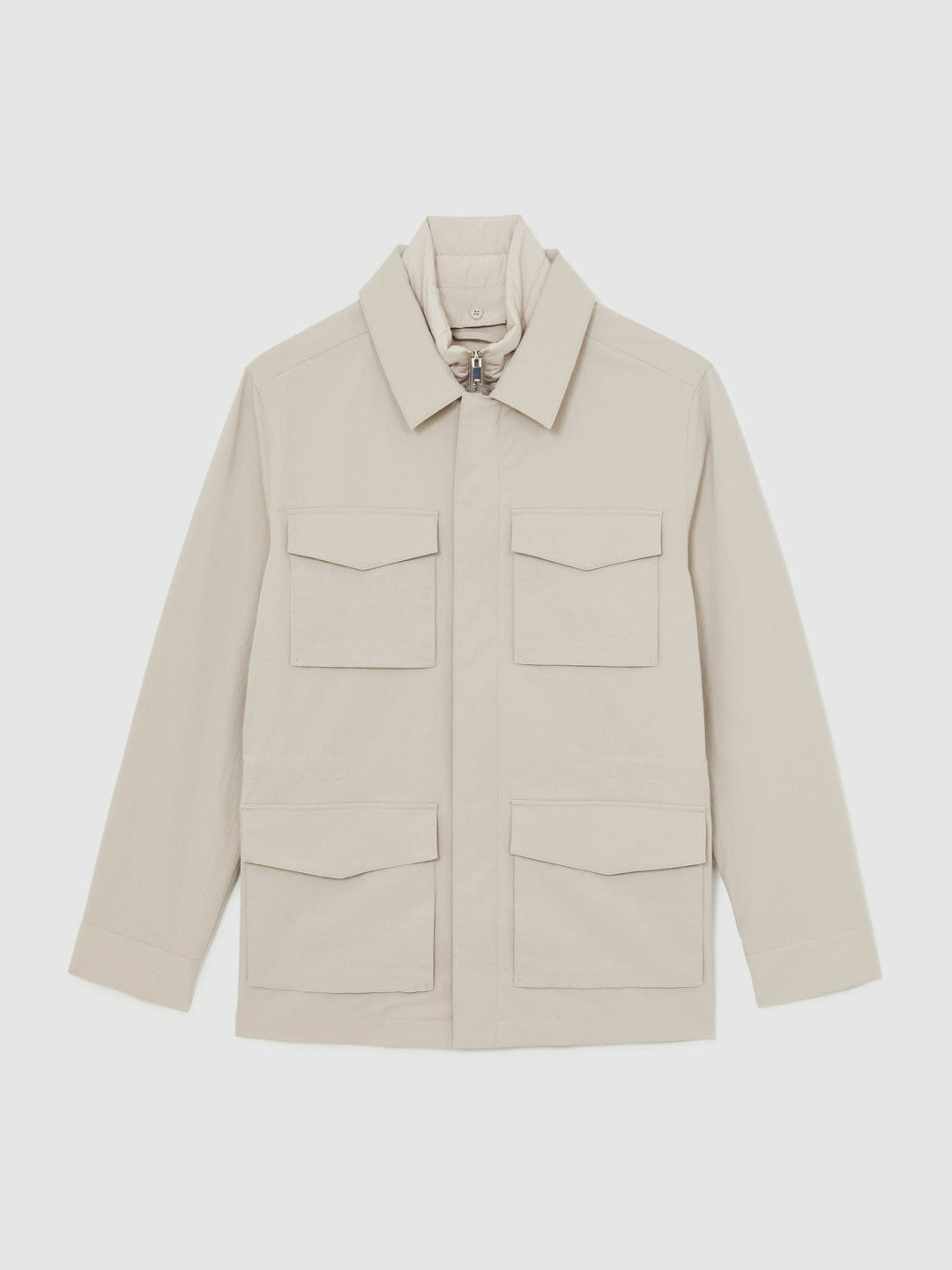 Removable-Gilet Safari Jacket in Stone | Reiss Men Best Seller