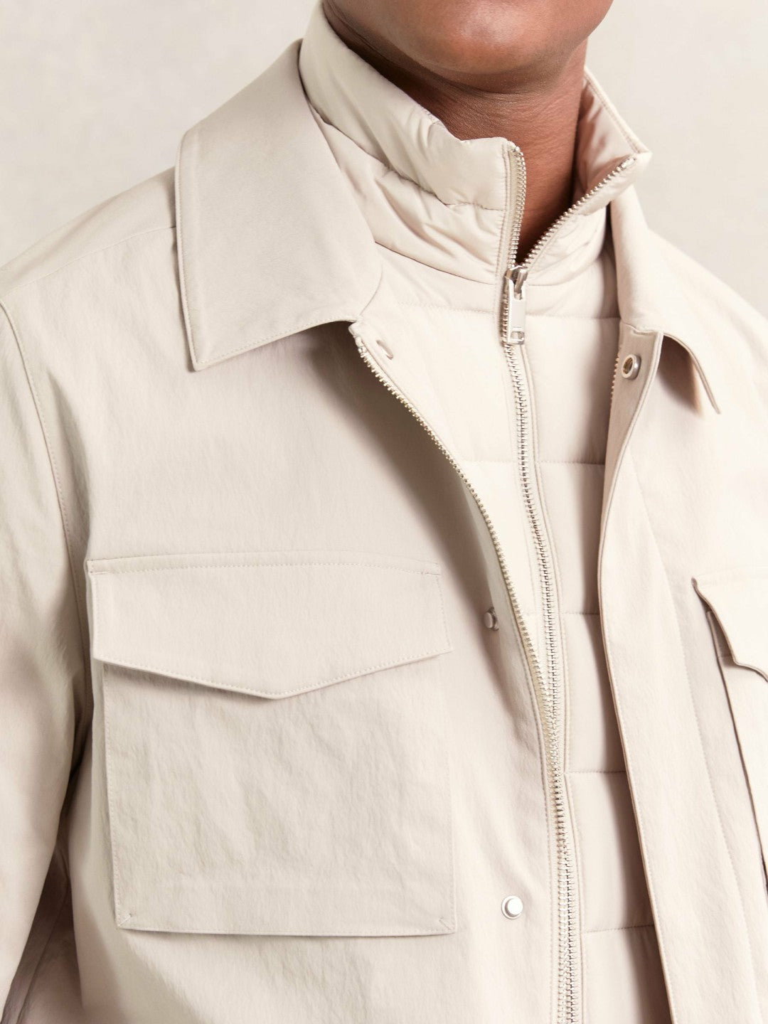 Removable-Gilet Safari Jacket in Stone | Reiss Men Best Seller