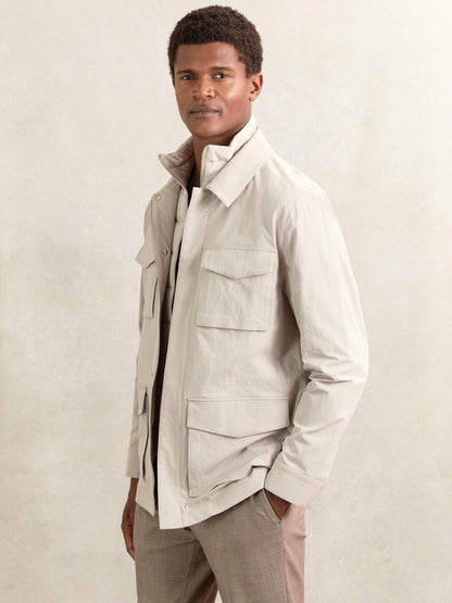 Removable-Gilet Safari Jacket in Stone | Reiss Men Best Seller