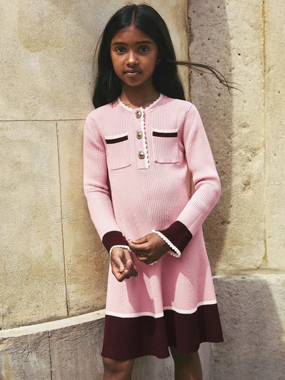 3-9 yrs Scallop-Trim Rib-Knit Dress in Pink | Reiss Children & Baby New