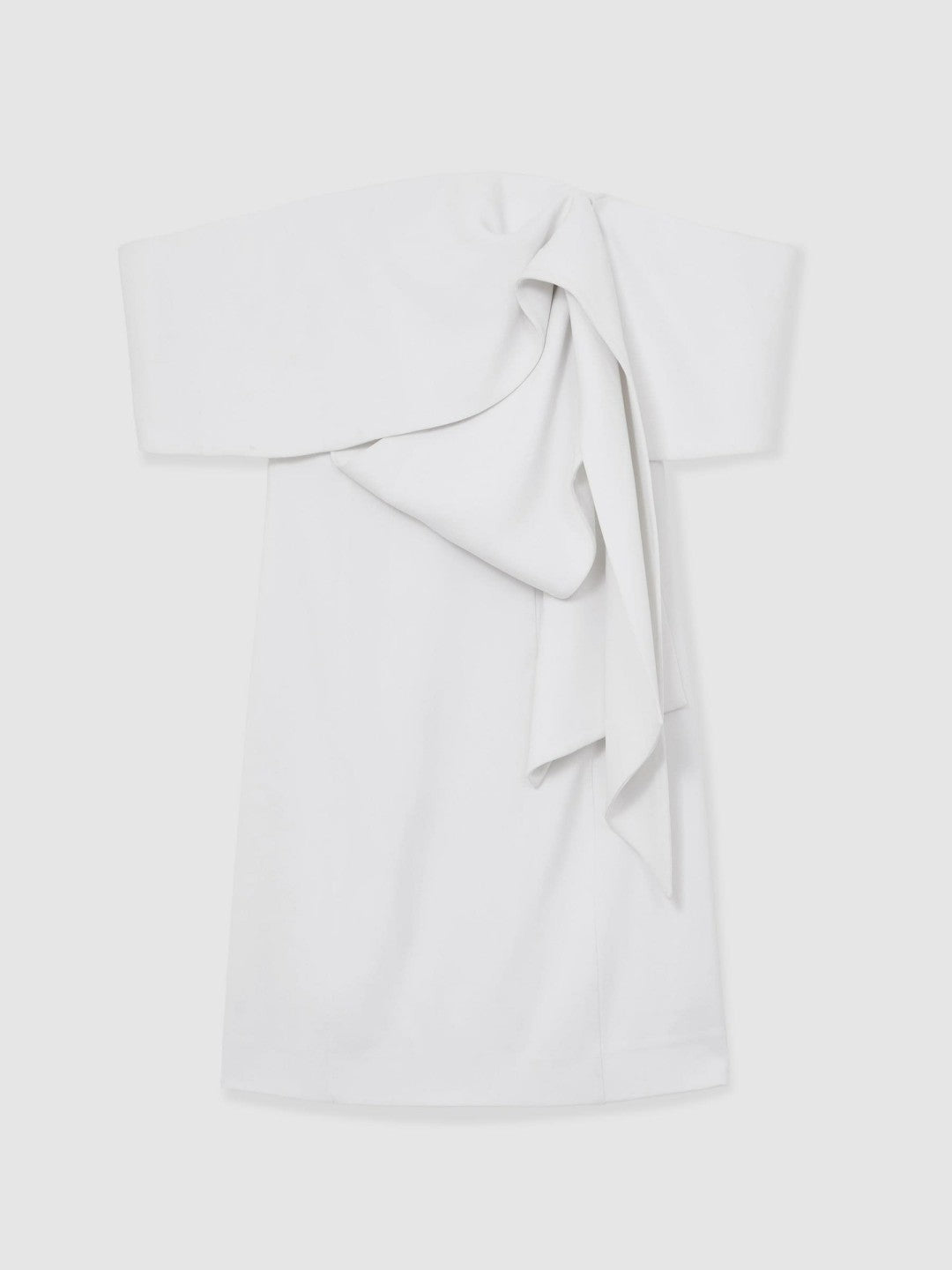 Sculptural Off-Shoulder Mini Dress in Ivory | Reiss Women Exclusive