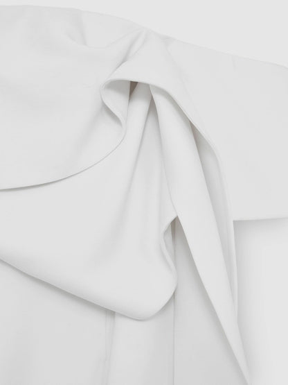 Sculptural Off-Shoulder Mini Dress in Ivory | Reiss Women Exclusive