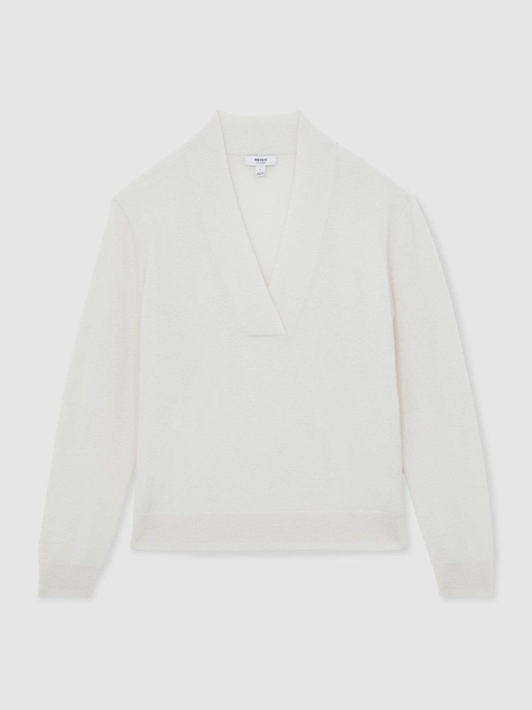 Cashmere V-Neck Jumper in Cream | Reiss Women Featured